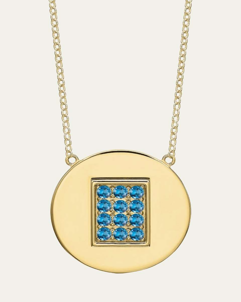 14K Gold Blue Topaz Birthstone Necklace
